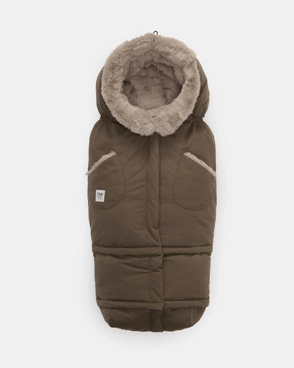 7AM Enfant Blanket 212 Evolution Footmuff - Moss Brown / Greige Faux Fur, 6M-4T