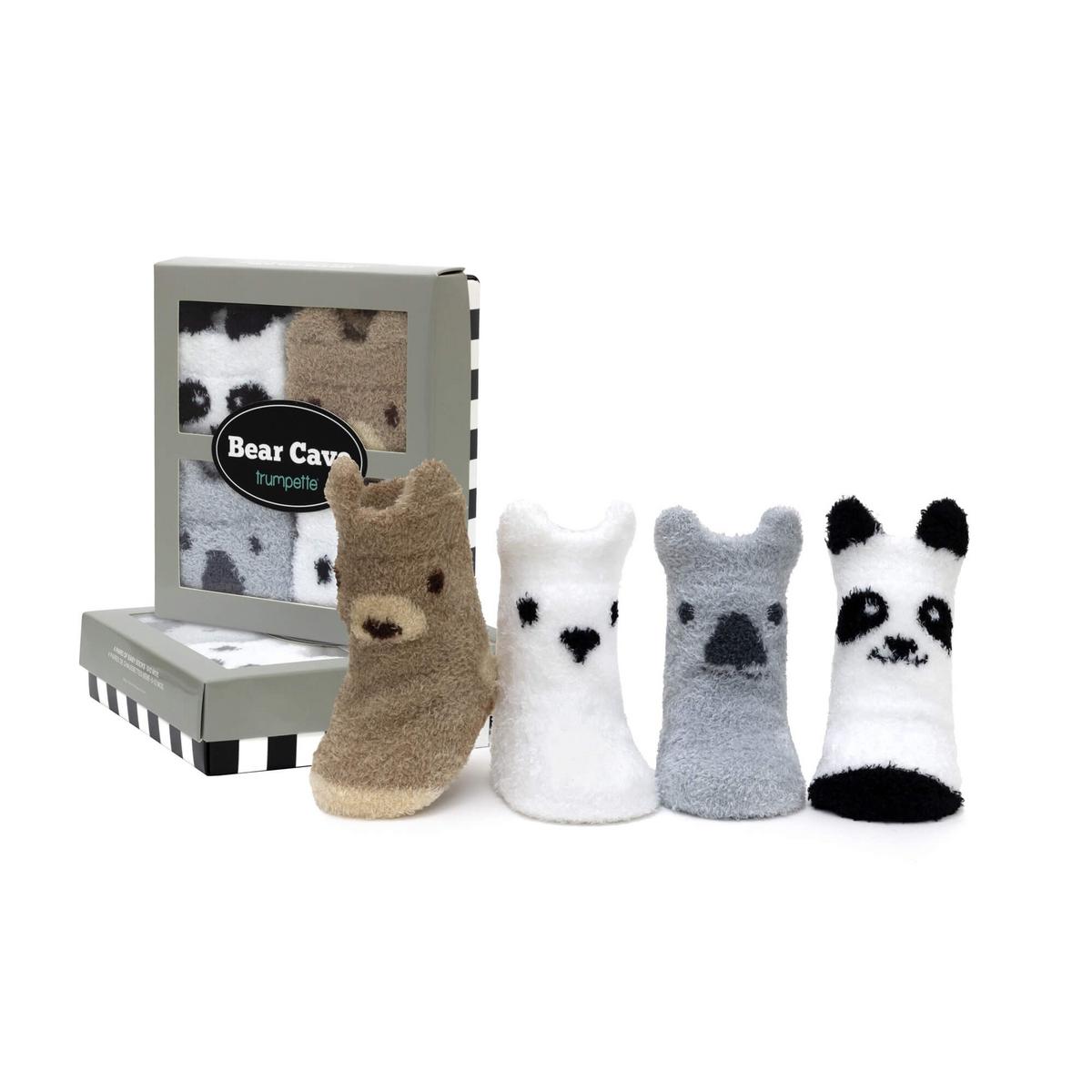 Trumpette Bear Cave Infant Socks, 4 Pack - 0-12M