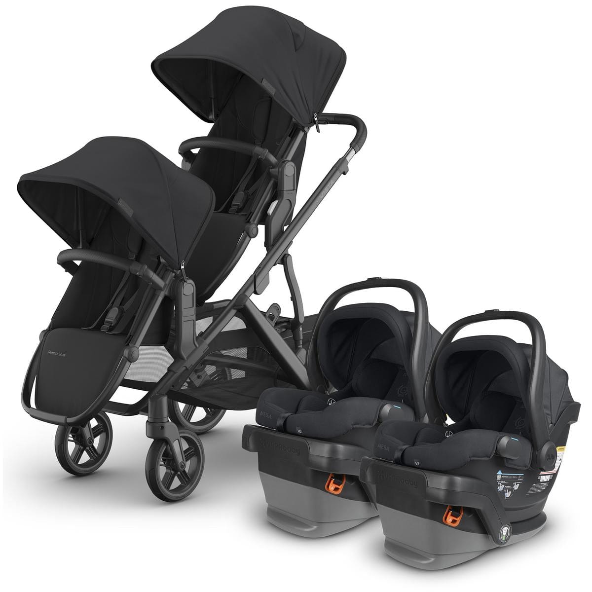UPPAbaby Vista V3 Twin Stroller with RumbleSeat V3 + Mesa V2 Travel System Bundle - Jake / Jake - TWIN-V3-TRVL-MESA-V2-0303-VSO-NA-JKE