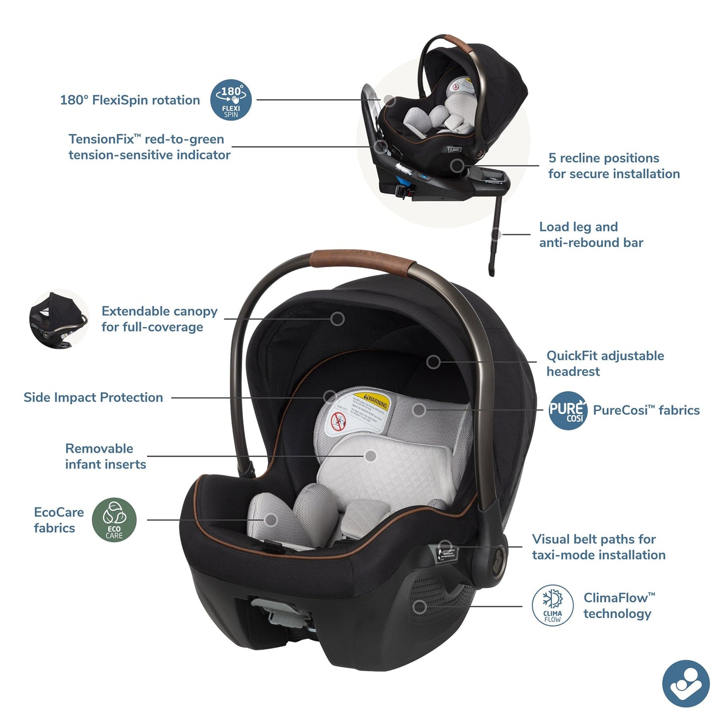 Maxi-Cosi Peri 180 Rotating Infant Car Seat - Onyx Sand