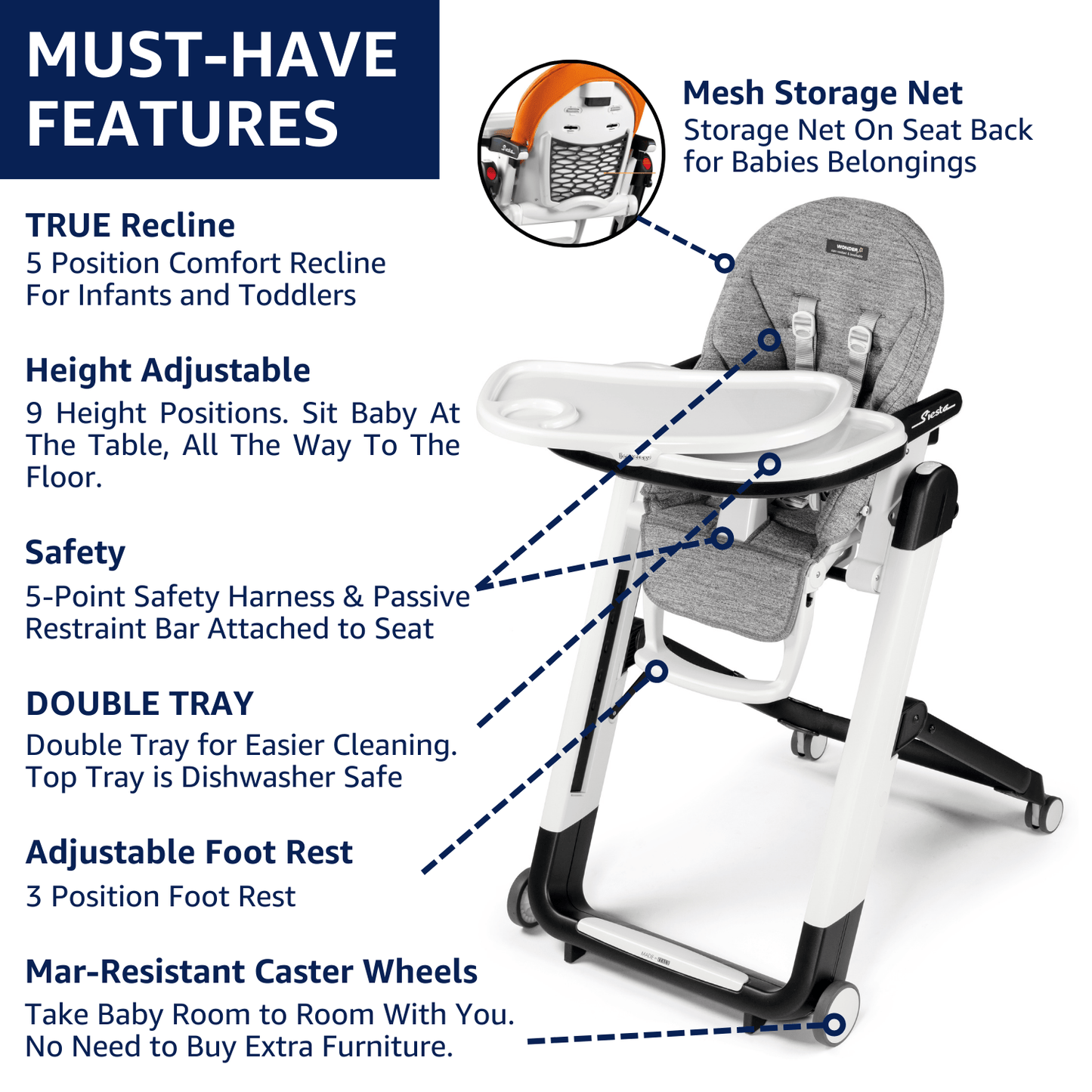 Peg Perego Siesta High Chair - Palette Grey