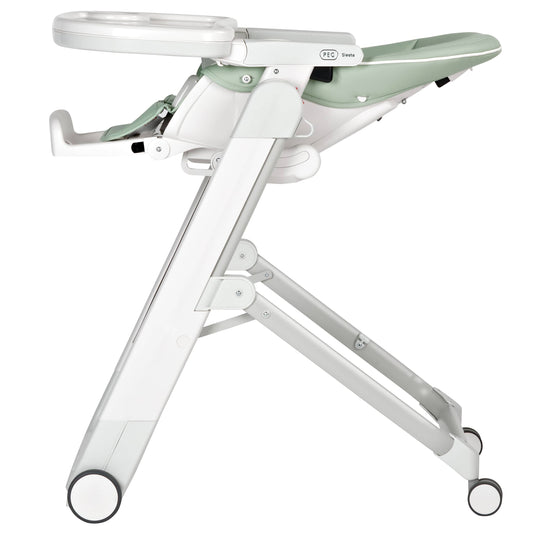 Peg Perego Siesta high chair in green and white side view