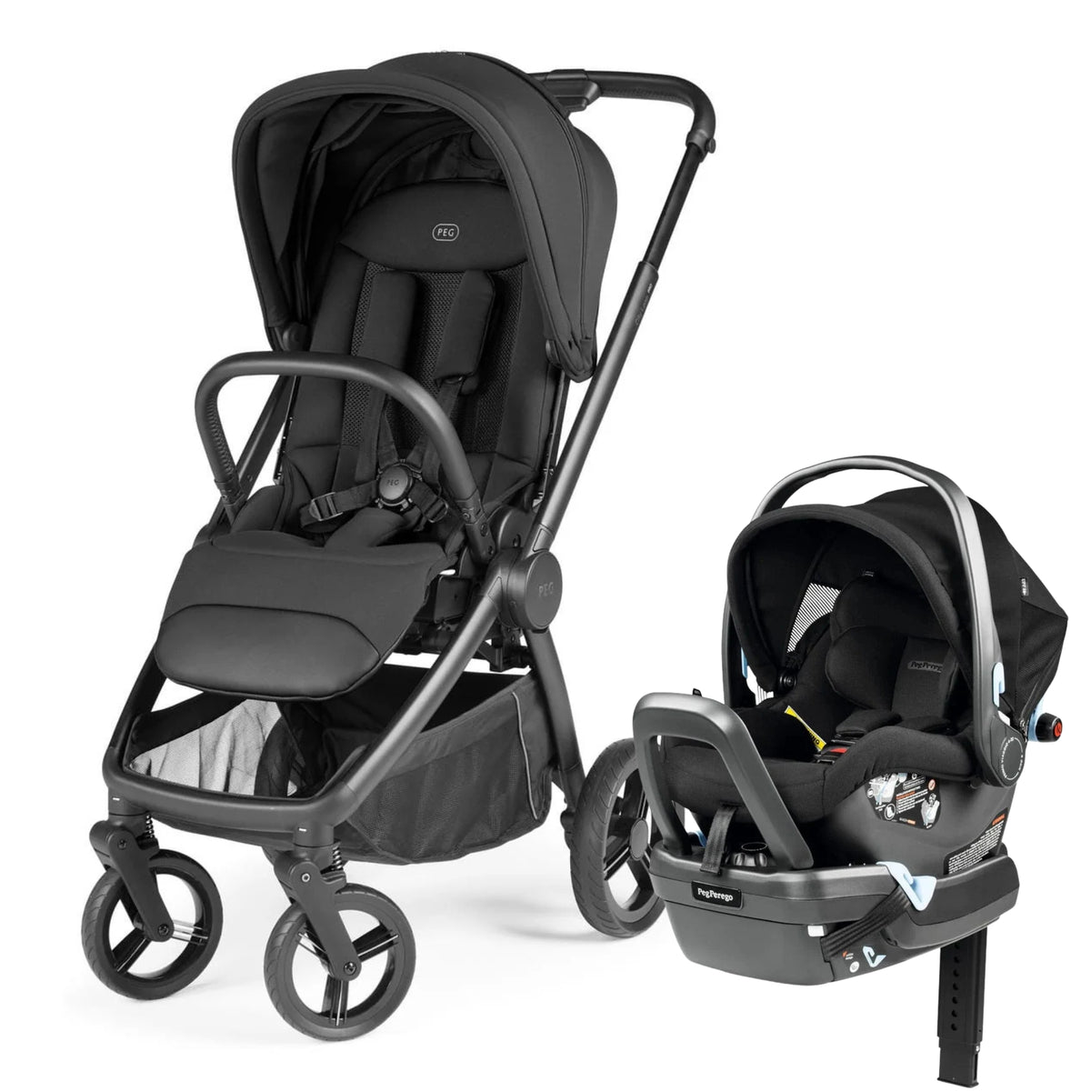 PEG City Loop Pro Stroller + Primo Viaggio Nido Infant Car Seat Travel System Bundle - True Black