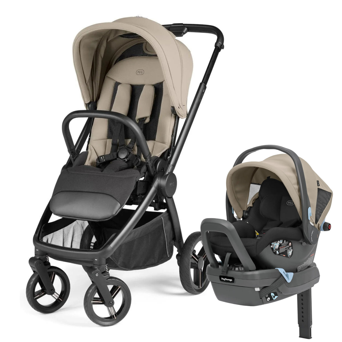 PEG City Loop Pro Stroller + Primo Viaggio Nido Infant Car Seat Travel System Bundle - Vanilla Blend