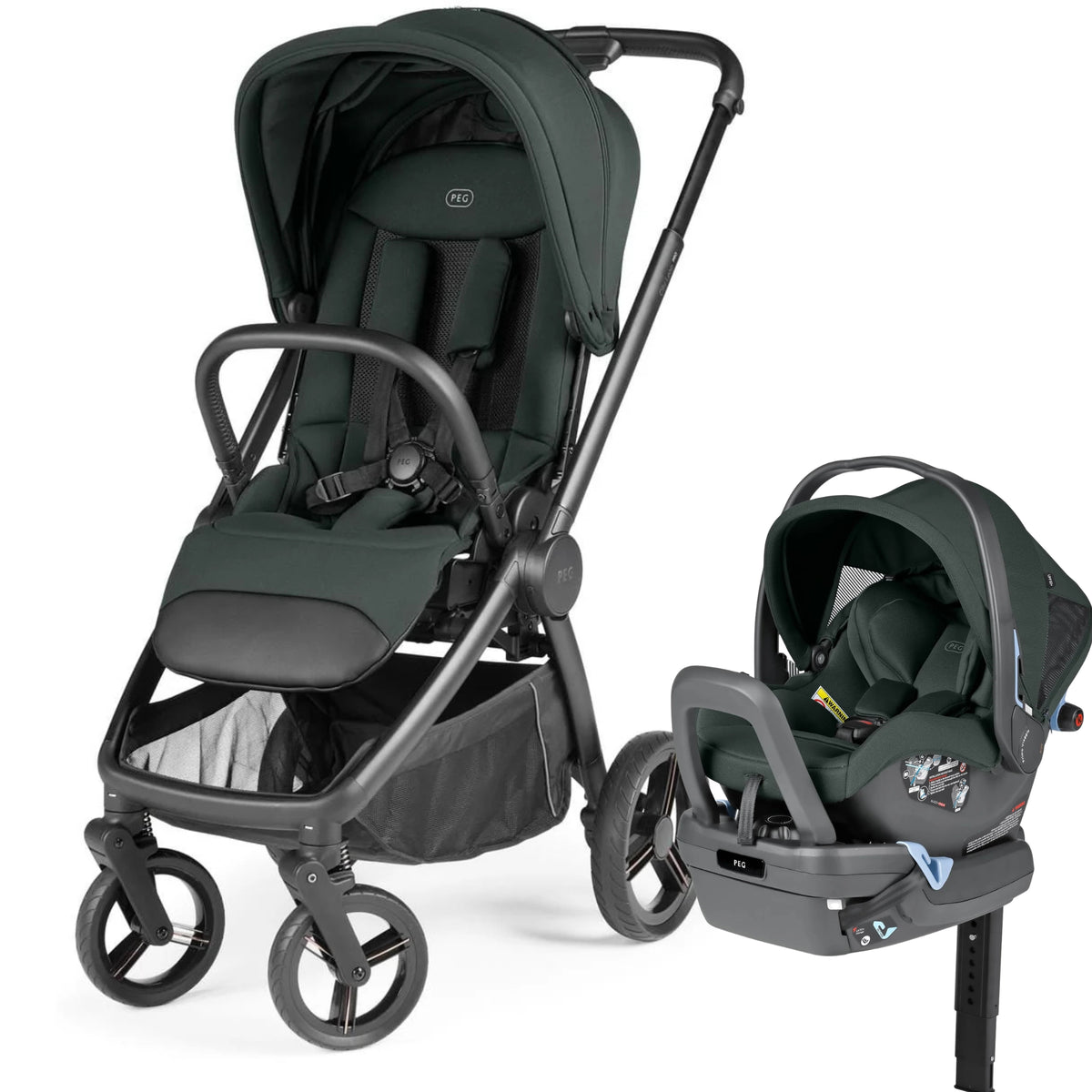 PEG City Loop Pro Stroller + Primo Viaggio Nido Infant Car Seat Travel System Bundle - Metal