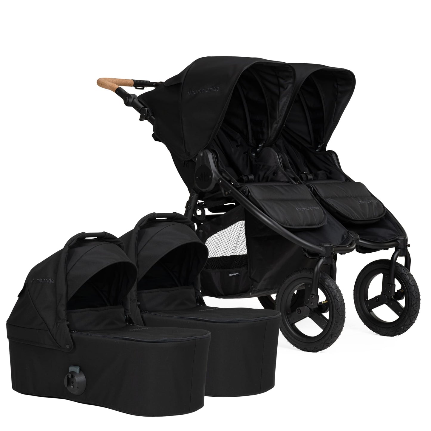 Bumbleride Indie Twin Stroller + Two Bassinet Bundle - Black