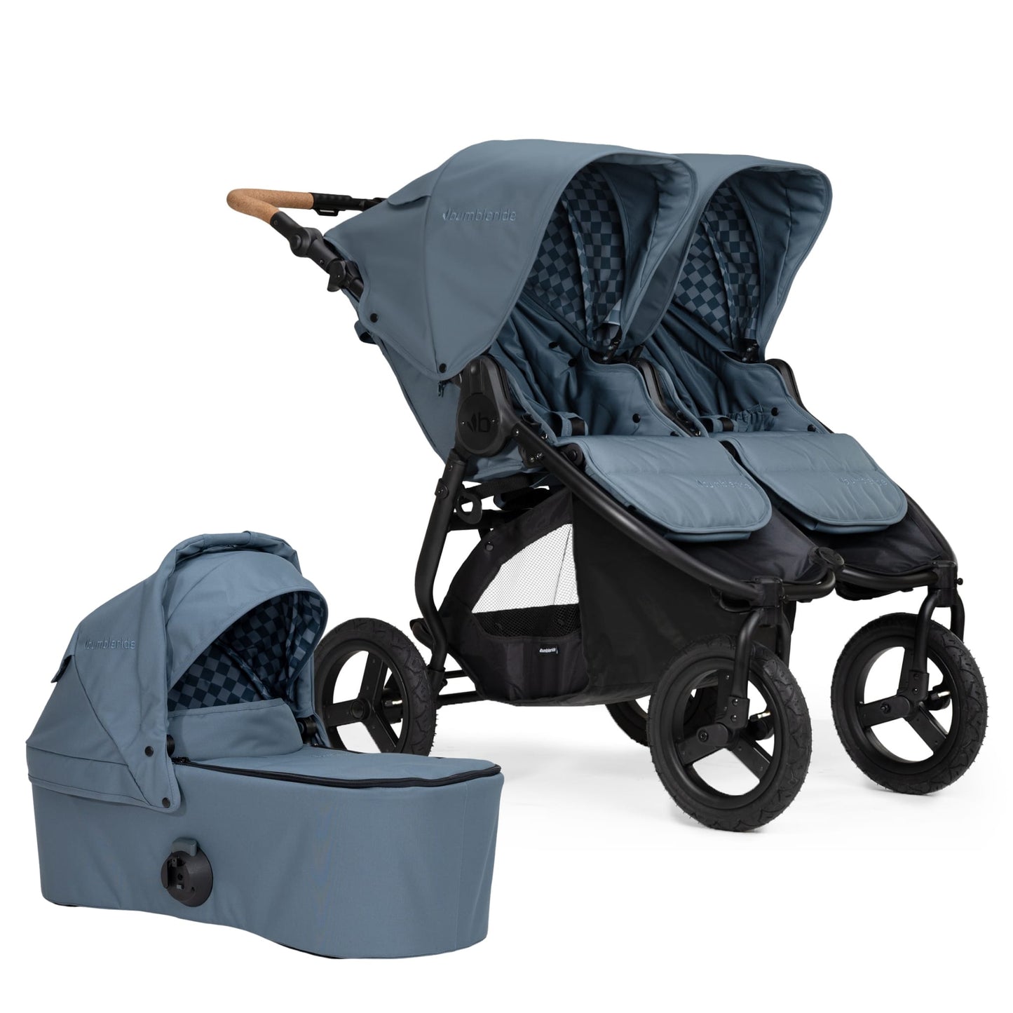 Bumbleride Indie Twin Stroller + One Bassinet Bundle - Ocean