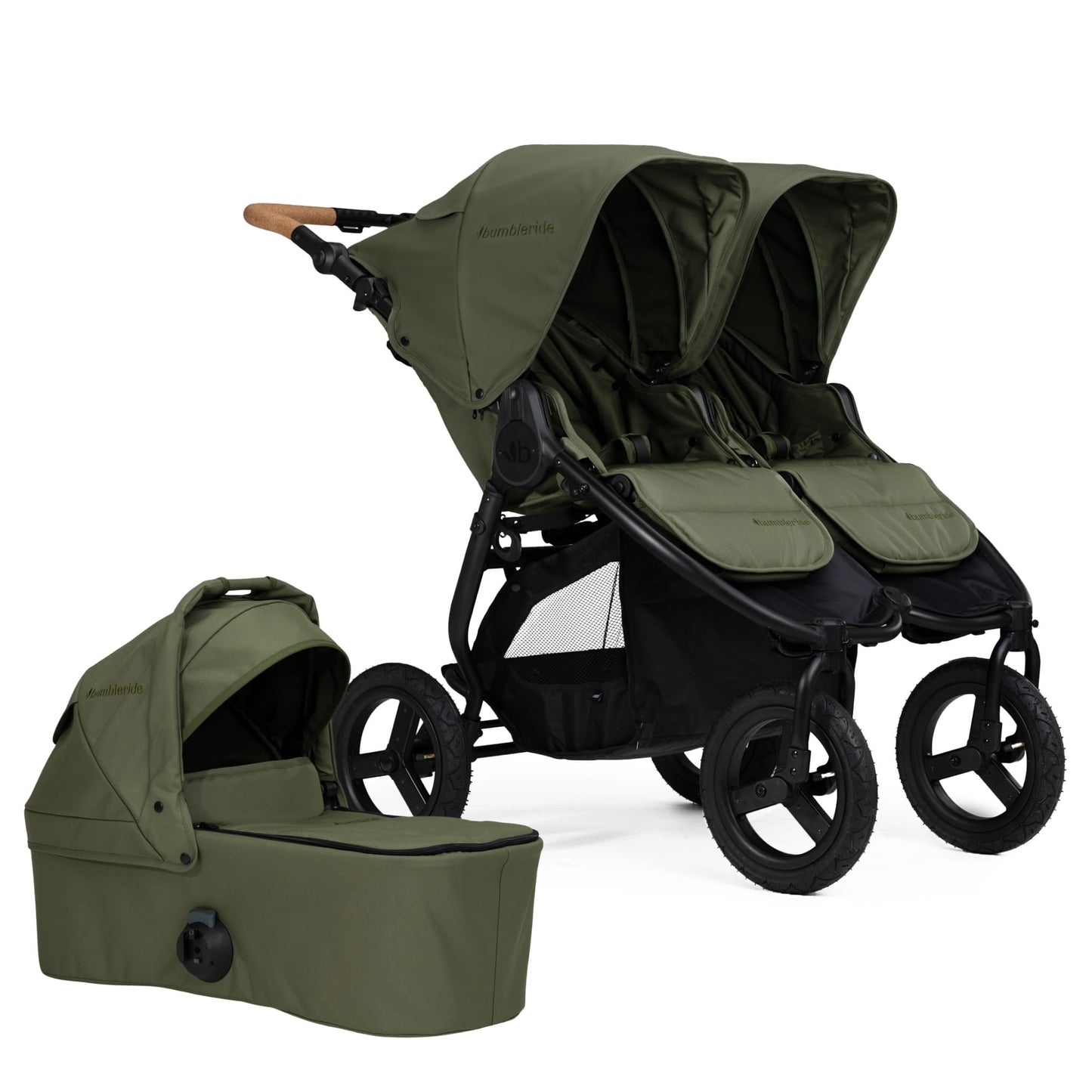 Bumbleride Indie Twin Stroller + One Bassinet Bundle - Olive