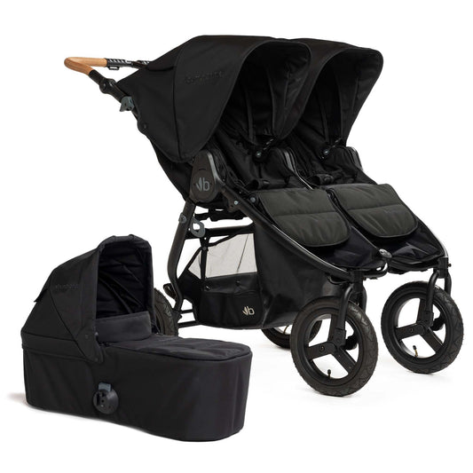 Bumbleride Indie Twin Double Stroller + Bassinet Bundle - Black / Black - IT-985LC-BTN-82LC