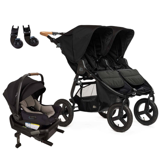 Bumbleride Indie Twin Double Stroller + Nuna PIPA Aire Travel System Bundle - Black / Caviar - IT-985LC-CF18500CVR