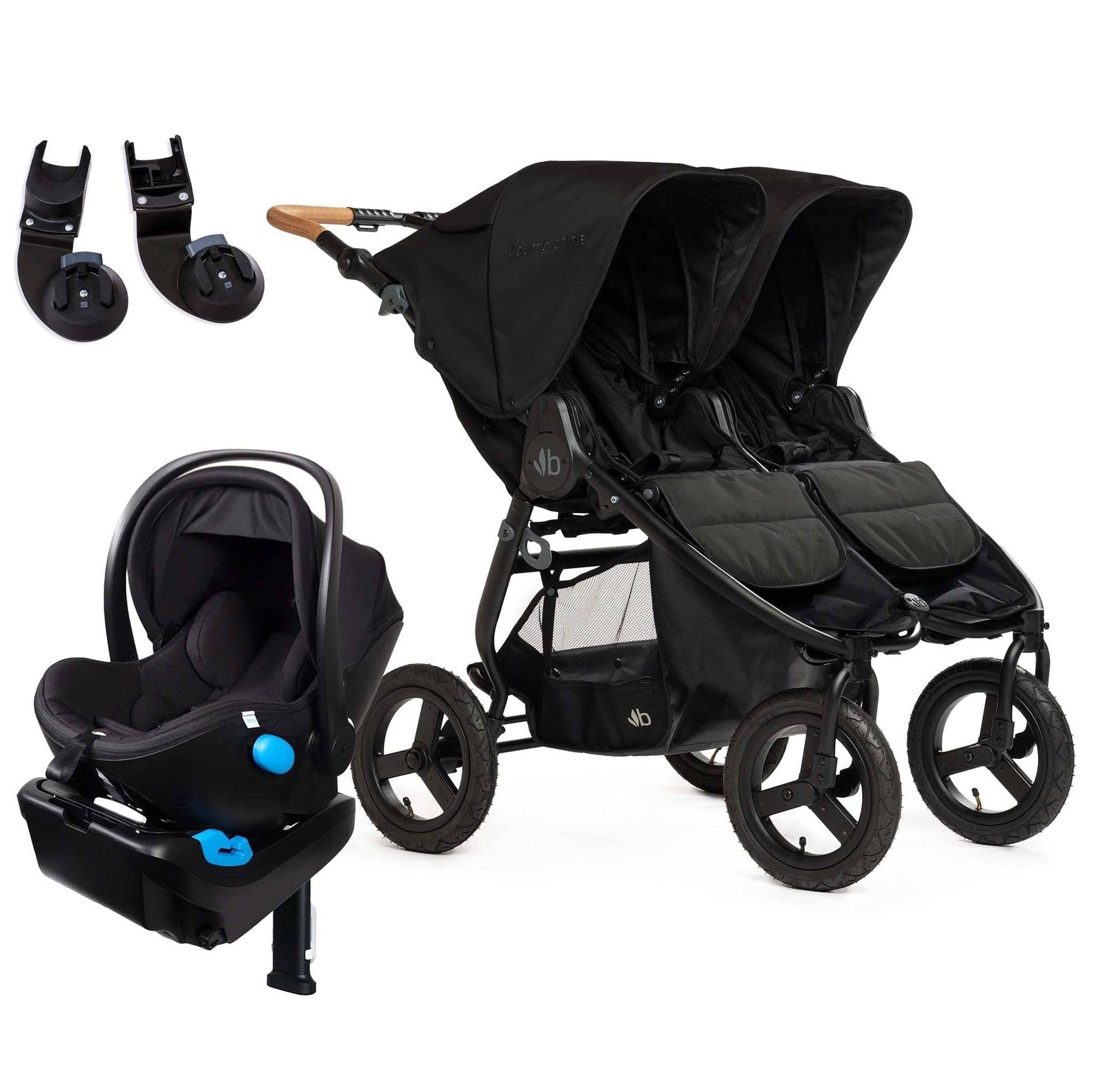 Bumbleride Indie Twin + Clek Liing Travel System Bundle - Black / Railroad Ziip - IT-985LC-LG24U1-RRB2