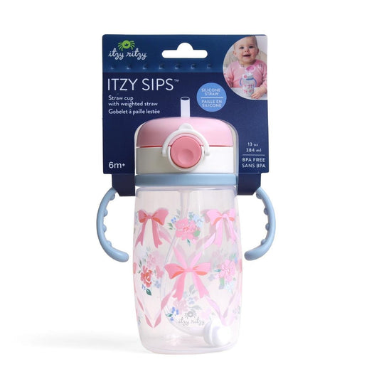Itzy Ritzy Itzy Sips Straw Sippy Cup - Ribbons & Roses - 807201908