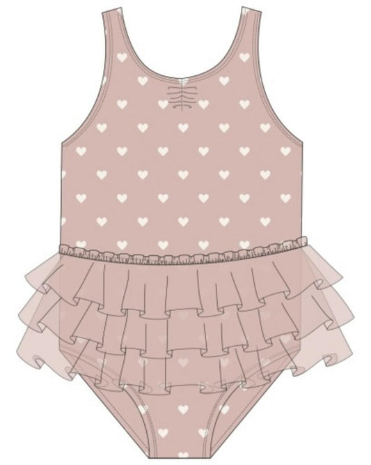 Quincy Mae Rae One-Piece Mauve Hearts - Mauve, 12-18M