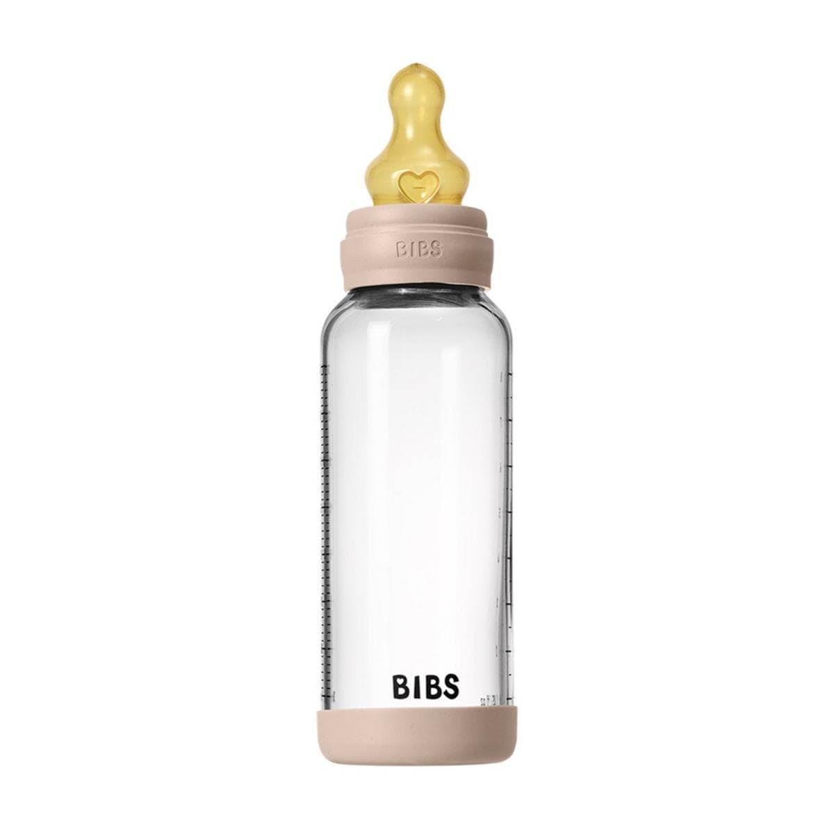 BIBS Baby Glass Bottle Set 8oz Latex, Medium Flow - Blush - 5020244