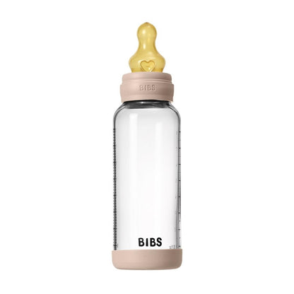 BIBS Baby Glass Bottle Set 8oz Latex, Medium Flow - Blush - 5020244