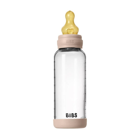 BIBS Baby Glass Bottle Set 8oz Latex, Medium Flow - Blush - 5020244
