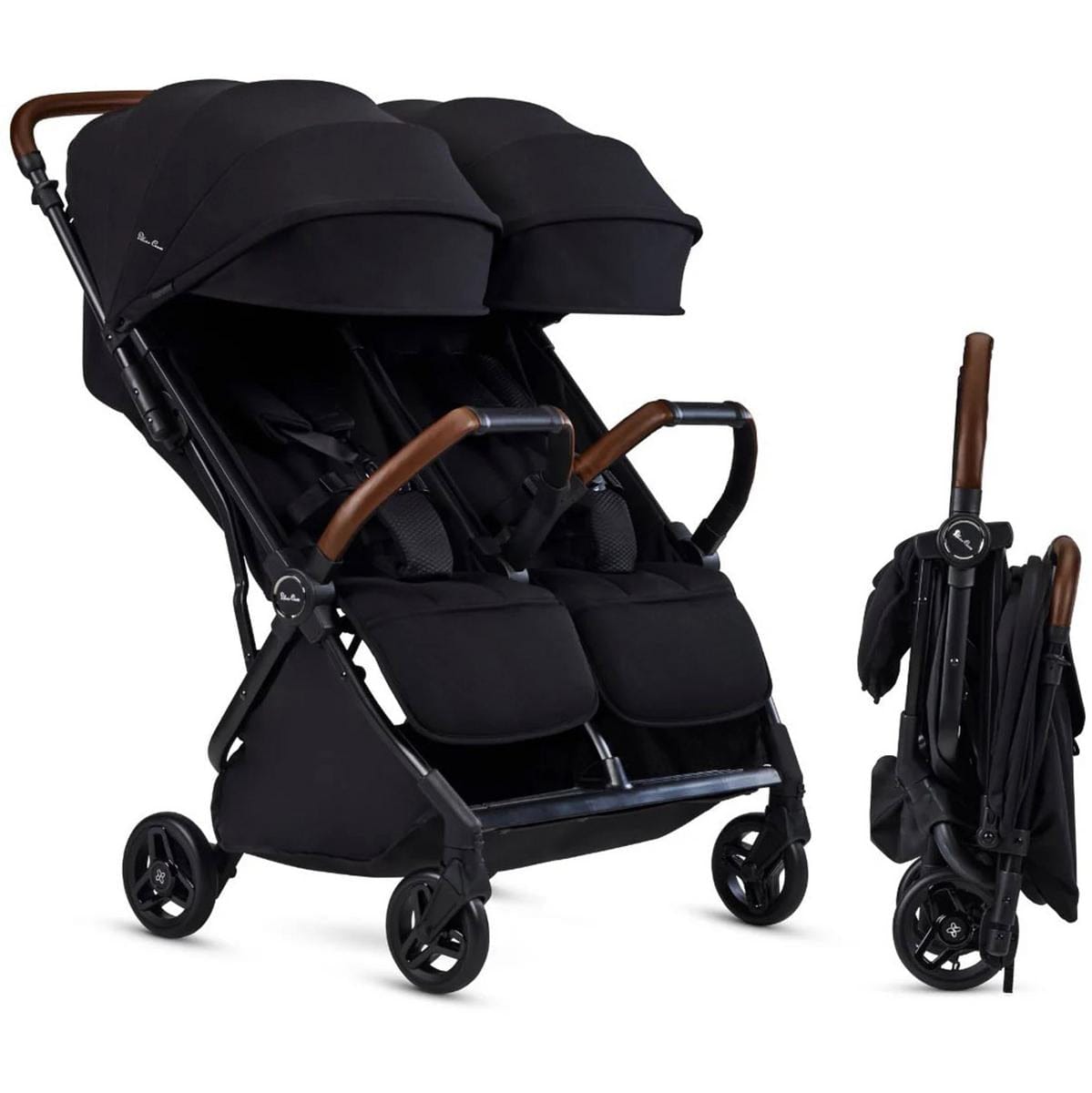 Silver Cross OPEN BOX Jet Lightweight Double Stroller - Black - SX2317-BKUC-ob