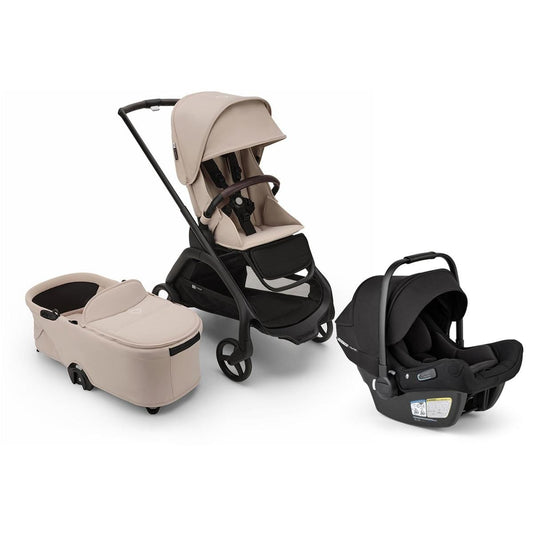 Bugaboo Dragonfly Stroller + Bassinet + Turtle Air Shield Travel System Bundle - Black / Desert Taupe / Desert Taupe / Black - 100292003-400016001-B
