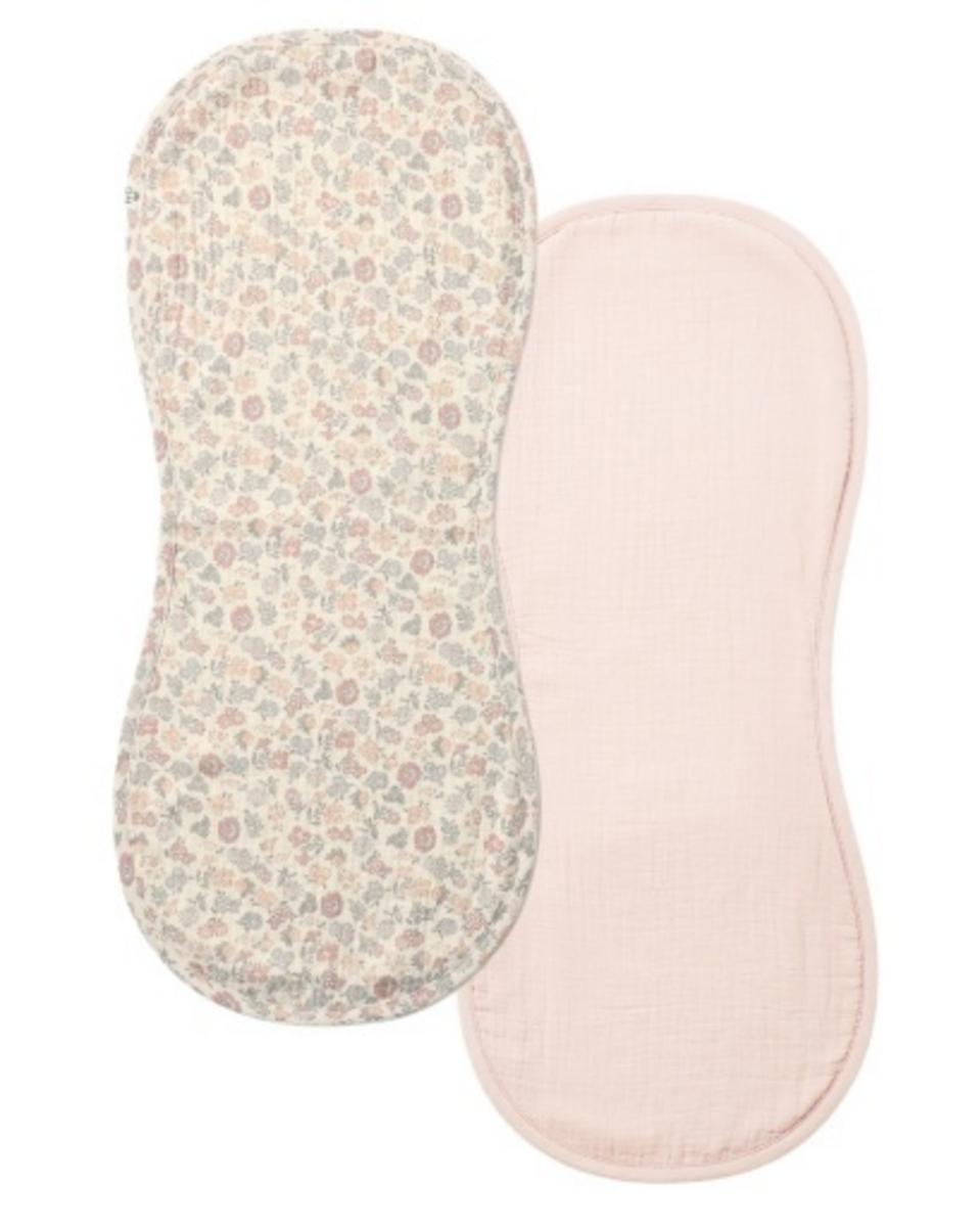Quincy Mae Burp Cloth, 2 Pack Vintage Floral, Mauve - Natural / Mauve