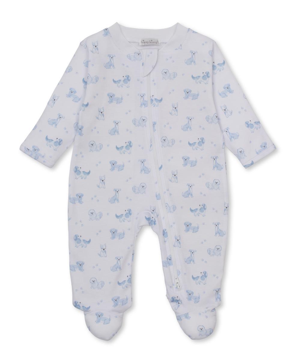 Kissy Kissy Footie w/ Zip - Puppy Paws, Light Blue, Newborn