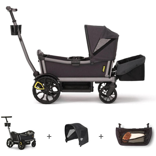 Veer Cruiser City Stroller Wagon + Canopy + Basket Bundle - Gray - BUN-CBC-CITY