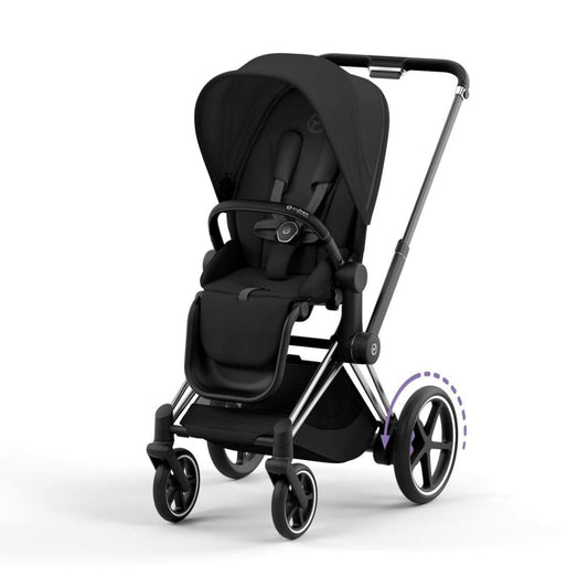Cybex ePriam 2 Electronic Assist Stroller (One Box) - Chrome / Black / Sepia Black