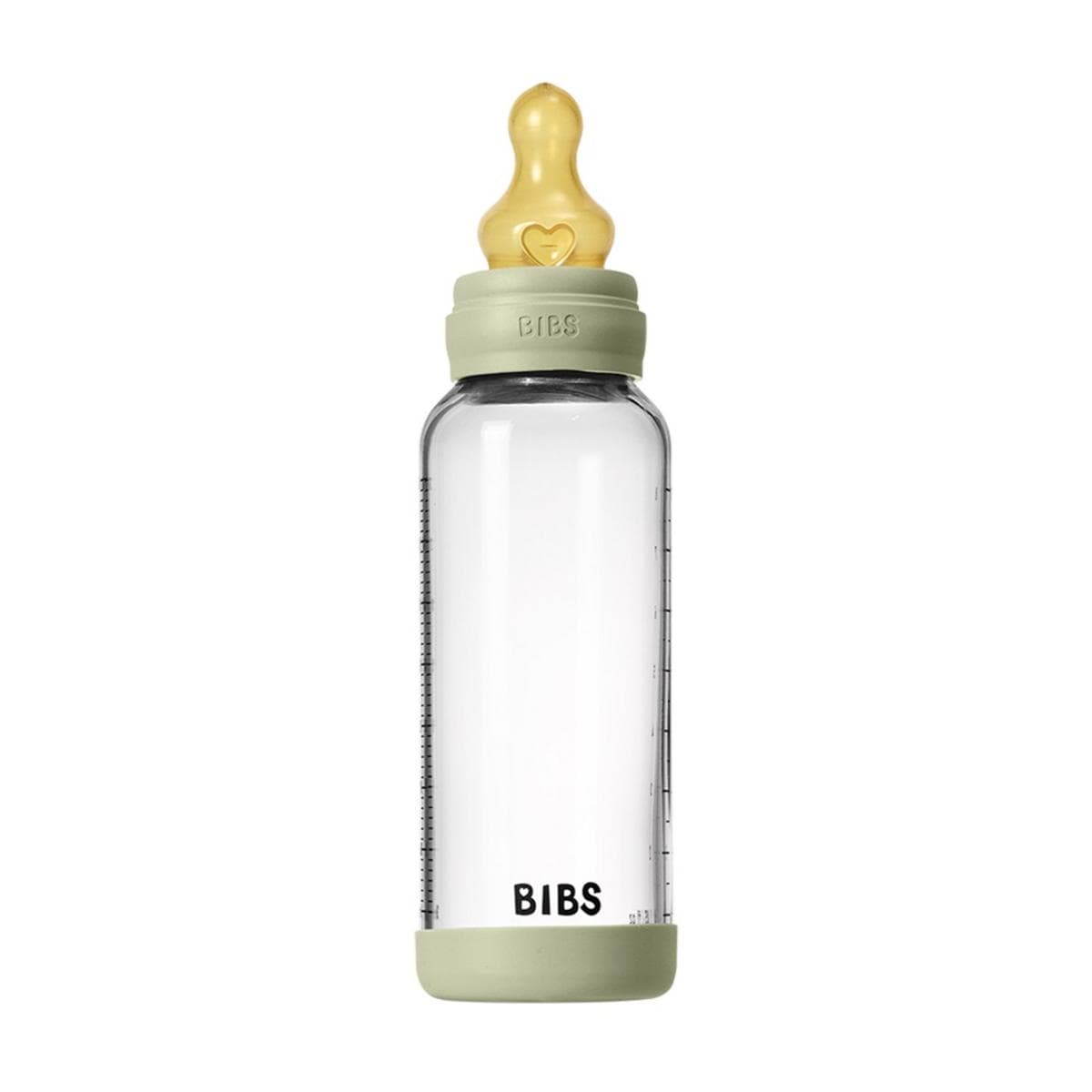 BIBS Baby Glass Bottle Set 8oz Latex, Medium Flow - Sage - 5020250