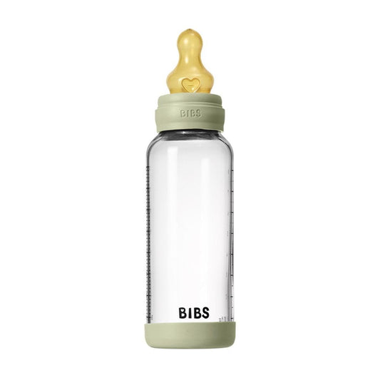 BIBS Baby Glass Bottle Set 8oz Latex, Medium Flow - Sage - 5020250