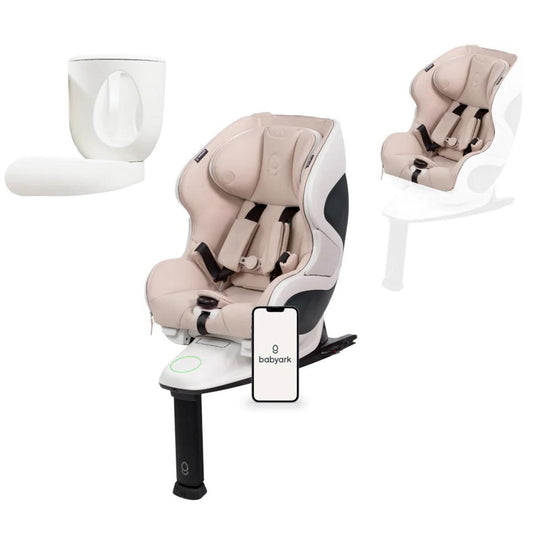 Babyark Smart Convertible Car Seat + Exta Cover + Cup Holder Foodie Bundle - Eggshell White / Moonlight - FOODIE-G011011010-07-04