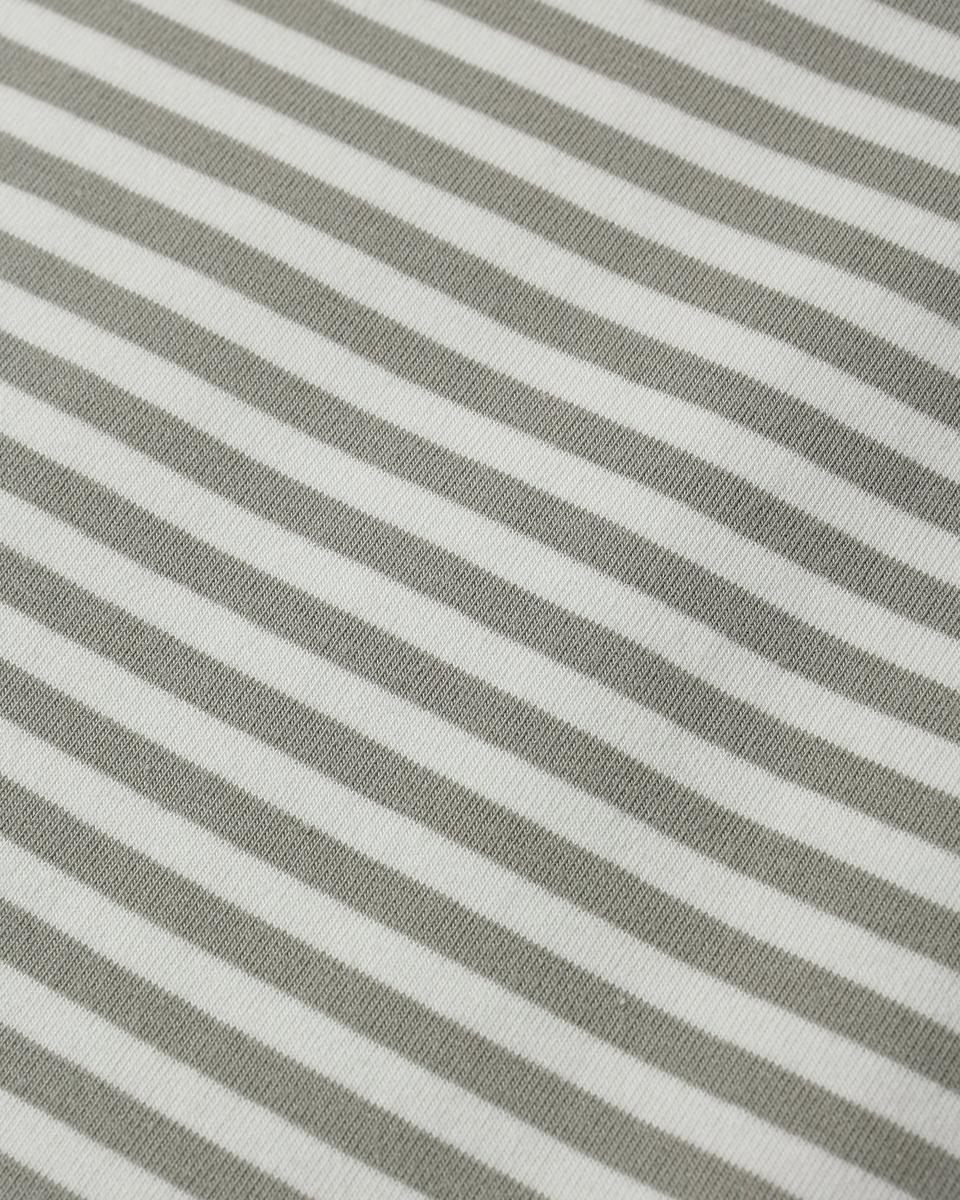 Quincy Mae fabric featuring thin sage green and white horizontal stripes