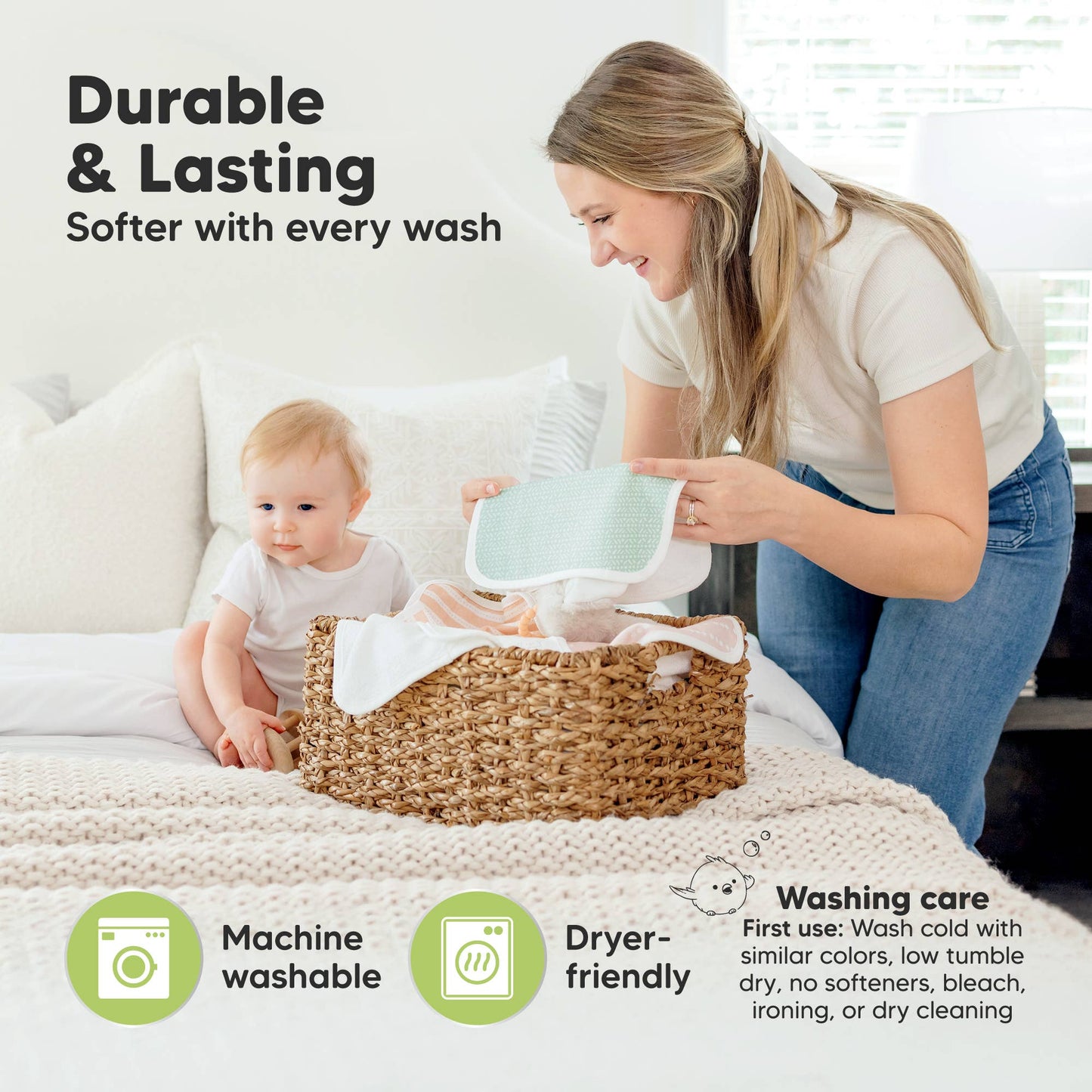 KeaBabies Organic Cami Baby Washcloths 6-Pack - Nordic