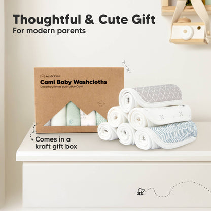 KeaBabies Organic Cami Baby Washcloths 6-Pack - Nordic