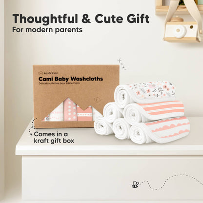 KeaBabies Organic Cami Baby Washcloths 6-Pack - Petals