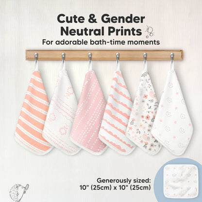 KeaBabies Organic Cami Baby Washcloths 6-Pack - Petals