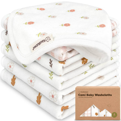 KeaBabies Organic Cami Baby Washcloths 6-Pack - Petals