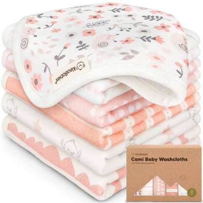 KeaBabies Organic Cami Baby Washcloths 6-Pack - Sweet Charm