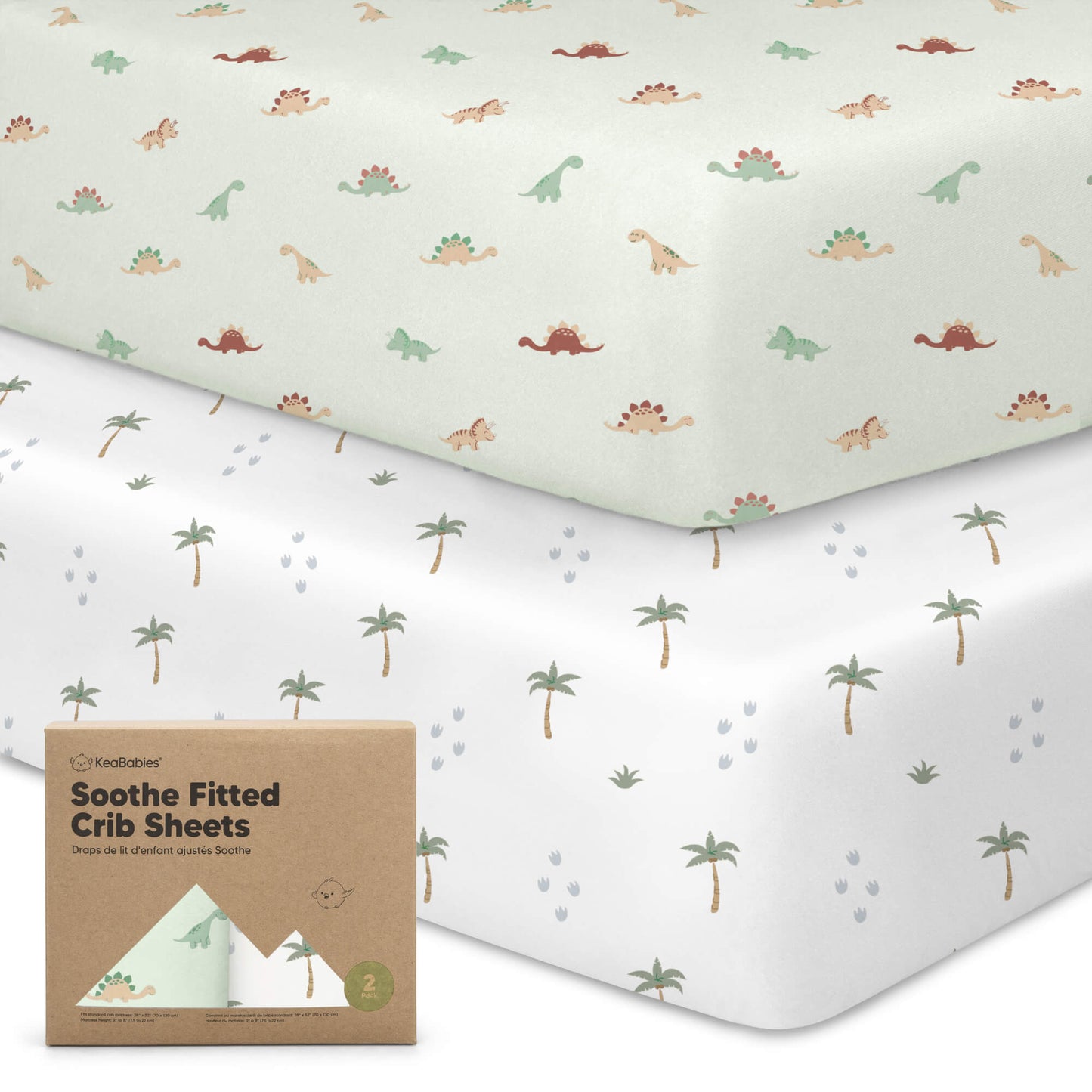 KeaBabies Organic Cotton Fitted Crib Sheet 2 Pack - Roarsome