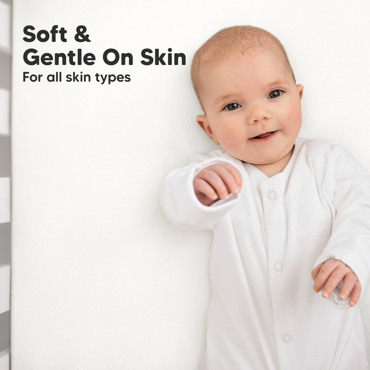 KeaBabies Organic Cotton Fitted Crib Sheet 2-Pack - Soft White