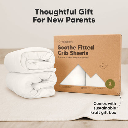 KeaBabies Organic Cotton Fitted Crib Sheet 2-Pack - Soft White