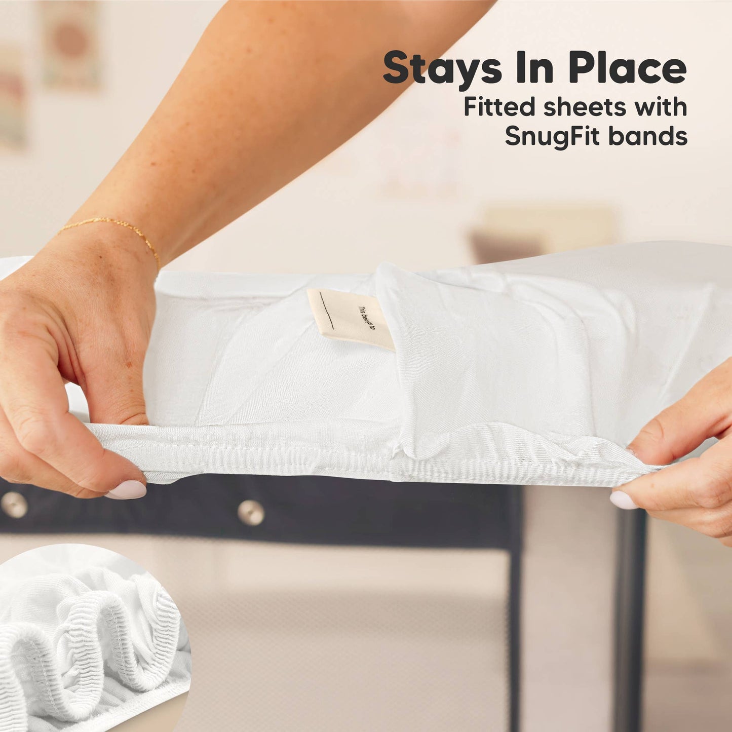 KeaBabies Soothe Fitted Mini Crib Sheets - Soft White