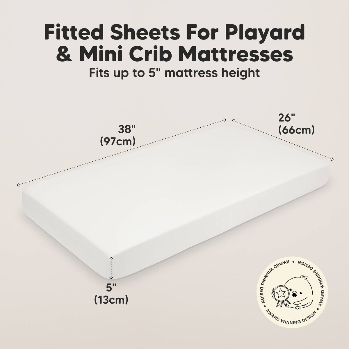 KeaBabies Soothe Fitted Mini Crib Sheets - Soft White