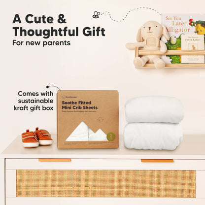 KeaBabies Soothe Fitted Mini Crib Sheets - Soft White