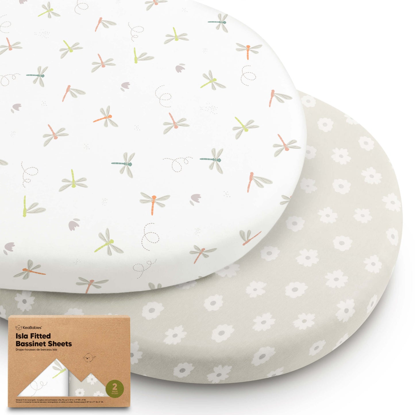 KeaBabies Isla Bassinet Mattress Sheets - Meadow