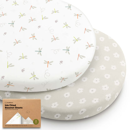 KeaBabies Isla Bassinet Mattress Sheets - Meadow