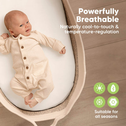 KeaBabies Isla Bassinet Mattress Sheets - Soft White image 5