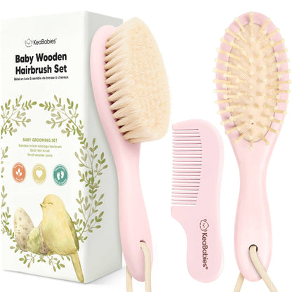 KeaBabies Baby Hair Brush and Comb Set - Blush