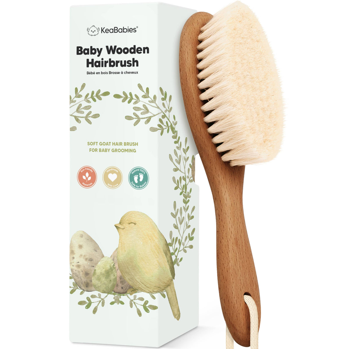 KeaBabies Baby Hair Brush - Dark Walnut