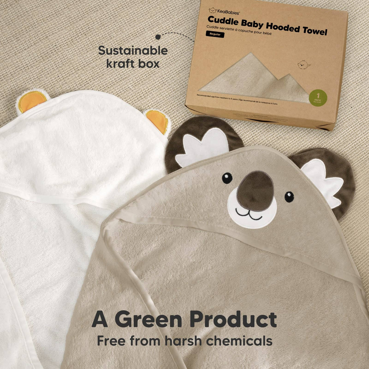 KeaBabies Cuddle Baby Hooded Towel - Koala