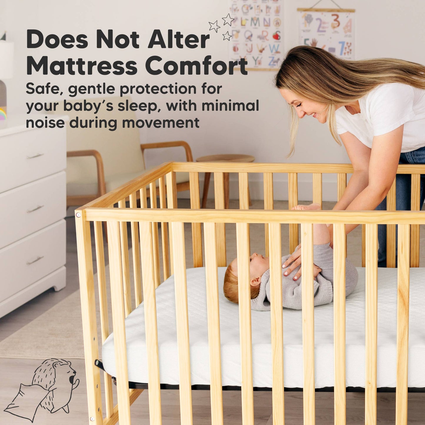 KeaBabies Mavy Protect+ Waterproof Crib Mattress Protector Cover 2-Pack - Soft White