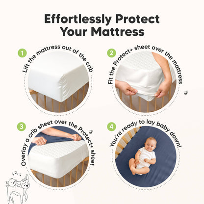 KeaBabies Mavy Protect+ Waterproof Crib Mattress Protector Cover 2-Pack - Soft White